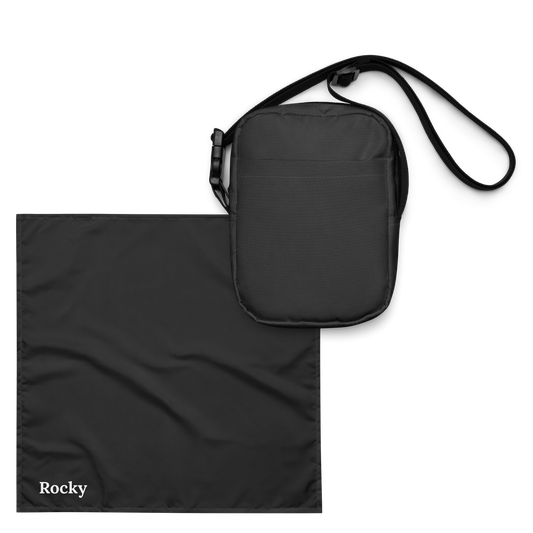 Matching Set Vintage Black – Personalisiertes Hundebandana + Stylische Gürteltasche